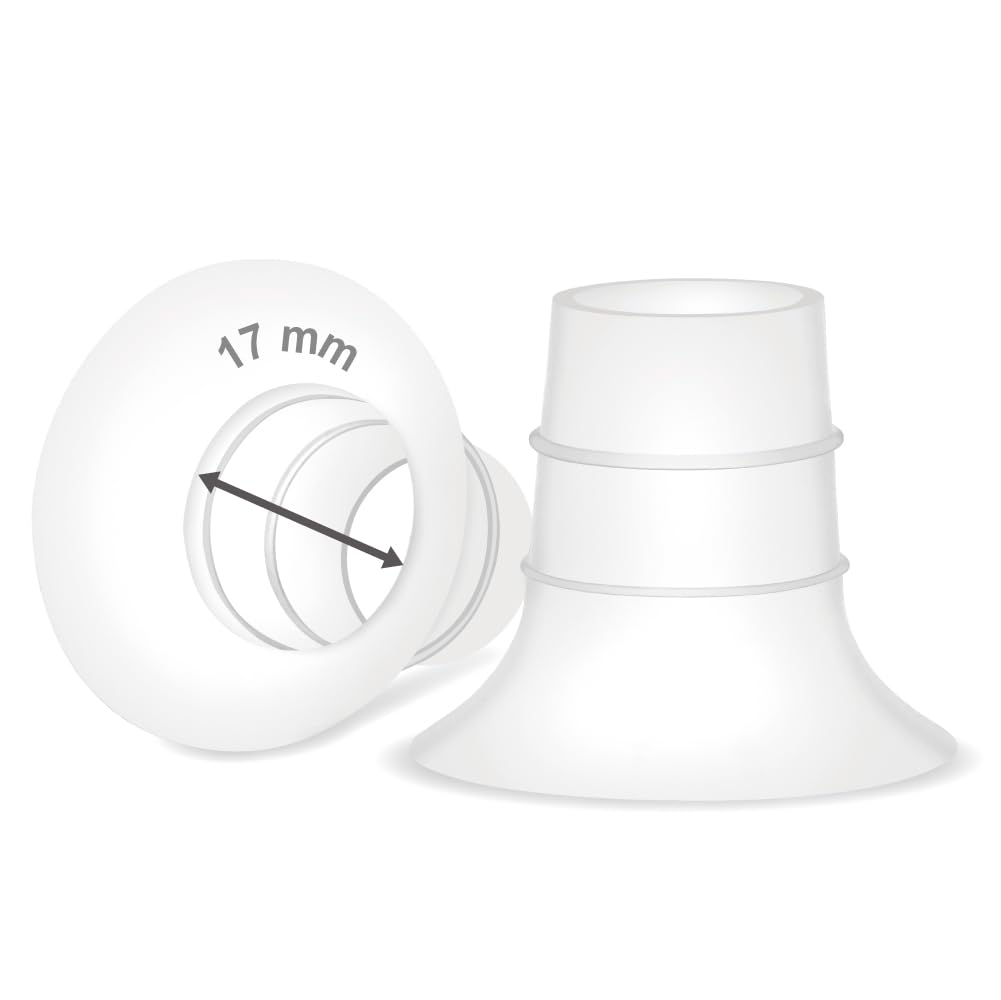Maymom inserto de brida de 17 mm compatible con Elvie Single/Double Electric, Stride Cup (24 mm) y Medela PersonalFit Flex Shield. No es una pieza de repuesto original.