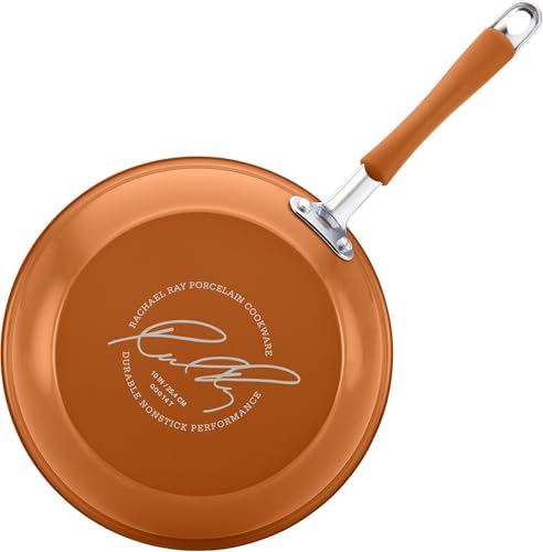 Batería de Cocina Rachael Ray Cucina Anaranjado Calabaza Antiadhesiva de Porcelana Dura 12 Piezas