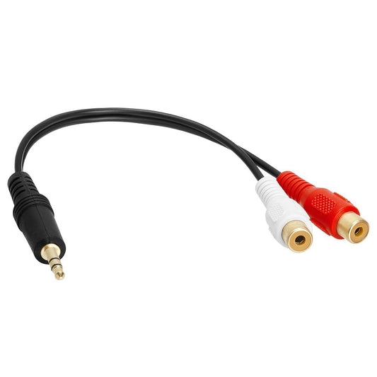 Adaptador de Audio Estéreo Mini Plug 3.5mm a 2 RCA - 6 Pulgadas