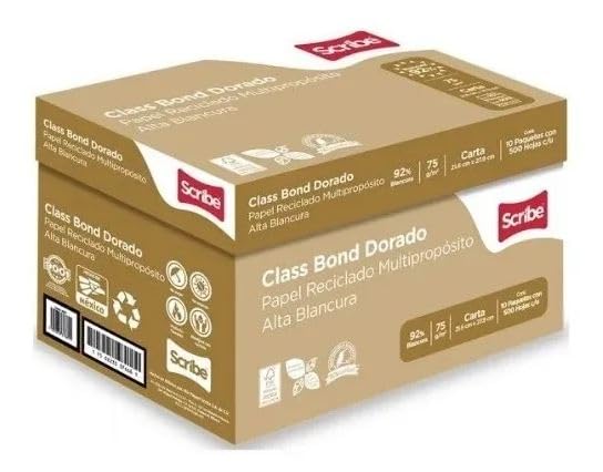 Papel Bond Scribe Class Bond Dorado Hoja Blanca Tamaño Carta 93% Blancura 75g