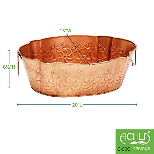 ACHLA DESIGNS Tina galvanizada Ovalada chapada en Cobre en Relieve