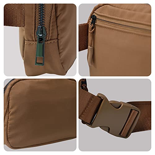 Cangurera Deportiva, Riñoneras Deportiva con Tela Impermeable de Amplia Capacidad, Bolsas de Crossbody Cinturón de Viaje de Seguridad para Pasaporte, Efectivo y Tarjetas,Cinturón Ajustable (Marrón)