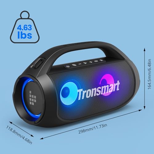 Tronsmart Bang SE Bocina Bluetooth 5.3 40W para Fiestas Luz RGB, IPX6, SoundPulse, Sonido Envolvente Correa para Transportar