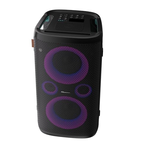Hisense Party Rocker One,Ultimate - Altavoz inalámbrico para Fiesta Exterior e Interior con subwoofer, 2.0 CH, 300 W, IPX4 Impermeable, batería de Larga duración, Bluetooth5.0, Modo DJ y Karaoke