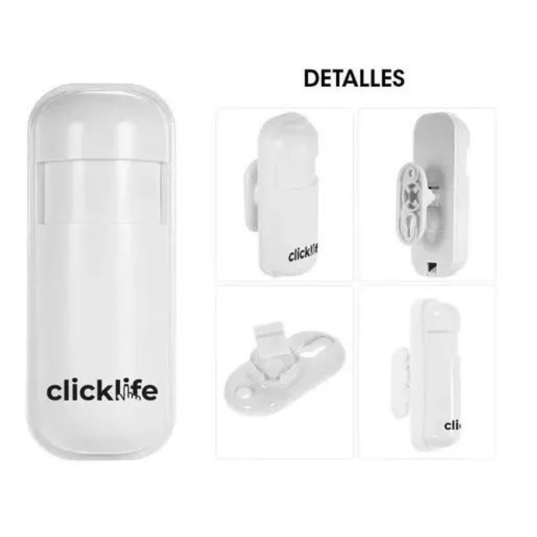 Clicklife Sensor Movimiento Inalámbrico Alarma Frecuencia 433 MHz 2 Piezas | Detección Amplia 110° | Tecnología Infrarroja Día y Noche | Bajo Consumo Energético | Fácil Instalación y Compatible