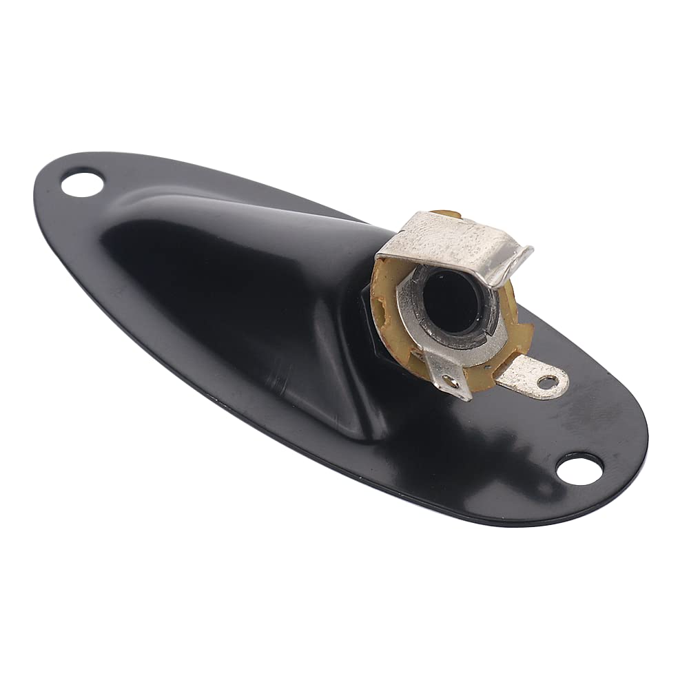 XIYANGJUAN - Conector de entrada para guitarra, color negro, estilo barco, 1/4 pulgadas, con carga, salida de guitarra, casquillo de placa para Fender Strat Stratocaster guitarra eléctrica (negro)
