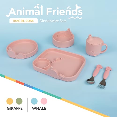 Placa de Silicona Nuby Ballena Rosa para Niños Pequeños 6+ Meses