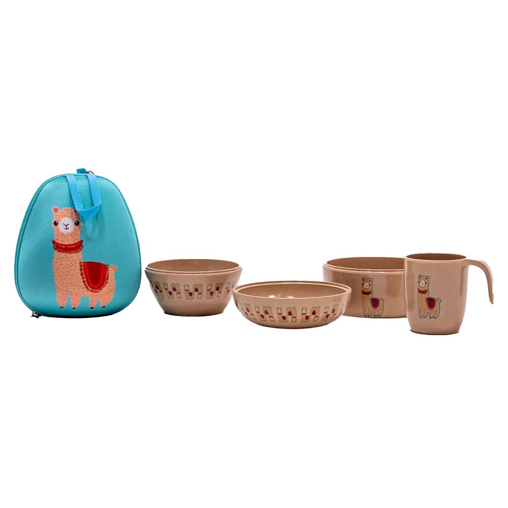 Refresh-A-Baby Juego de 4 cuencos naturales apilables ecológicos (Llama)