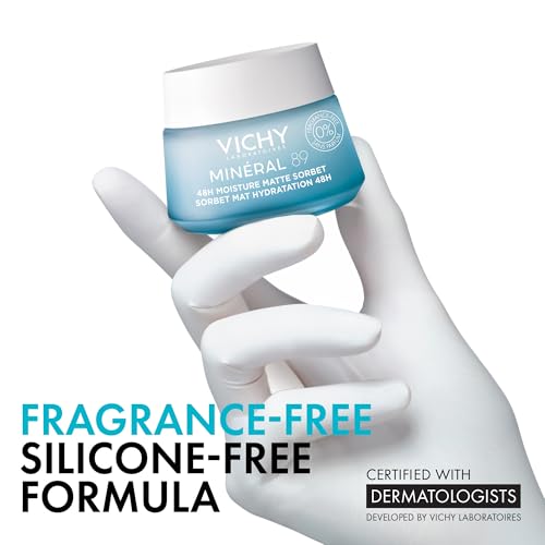 Vichy Minéral 89 Aqua Gel - Hidratante facial para piel grasa | Hidratante matificante | Ácido hialurónico + niacinamida + ácido salicílico | Control de brillo | Gel hidratante refrescante no