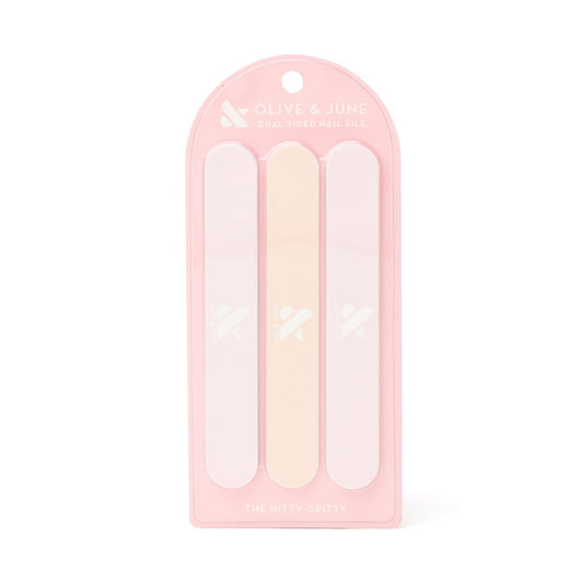 Olive & June Paquete de limas de uñas | 3 limas de doble cara para alisar y dar forma | 2 limas de estilo salón para manicura y pedicura | Herramientas de uñas de calidad profesional para uso en casa