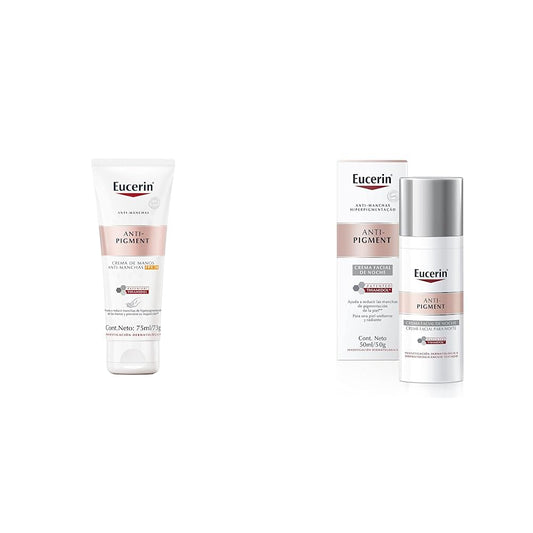 Crema Para Manos Eucerin Anti-pigment FPS 30 (75 ml) + Crema facial hidratante noche anti manchas Anti Pigment, 50ml