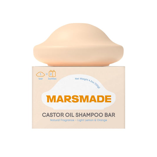 MARS MADE Castor Oil Shampoo Bar 2.0 - Hydrating & Moisturizing Natural Hair Soap Bar for Hair Growth & Scalp Nourishment - Bathing Soap Solid Shampoo for All Hair Types (120g, 4.23oz)