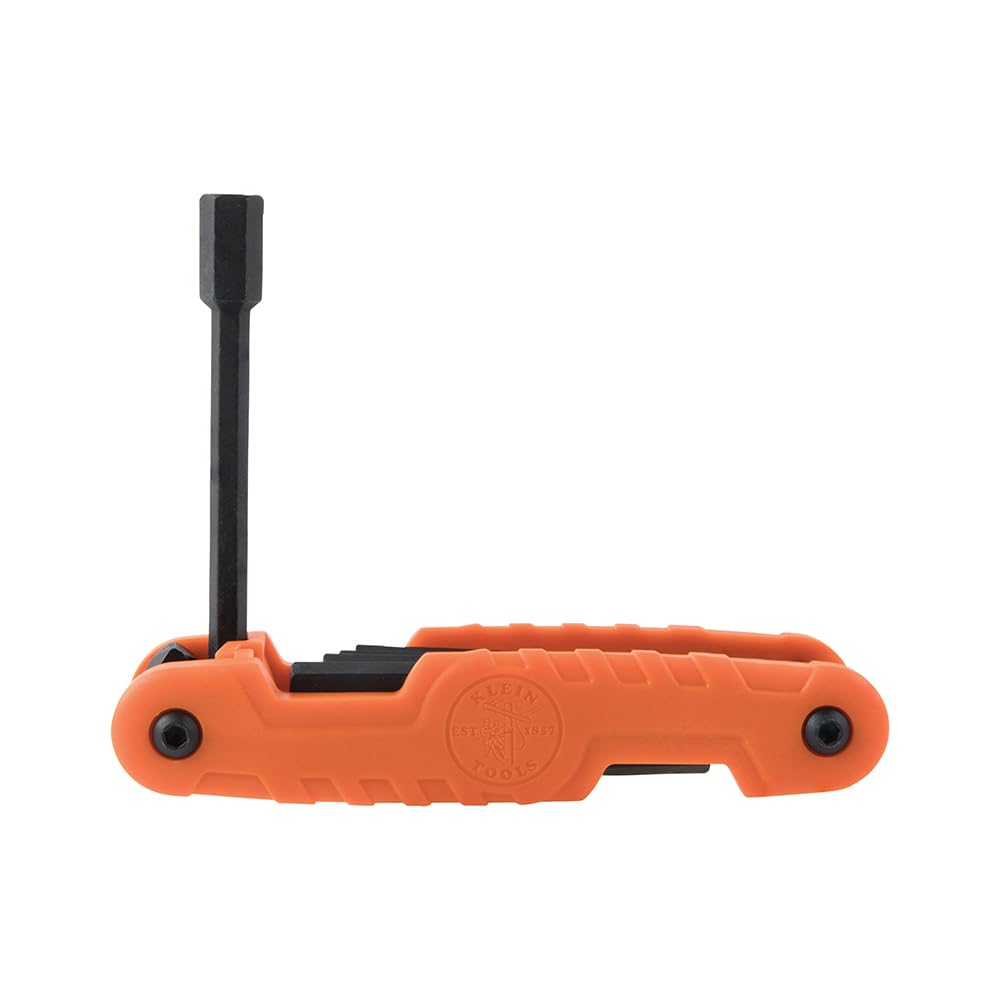 Klein Tools 70550 Juego de llaves hexagonales 11 tamaños SAE, herramienta de llave Allen plegable resistente con llaves hexagonales extralargas