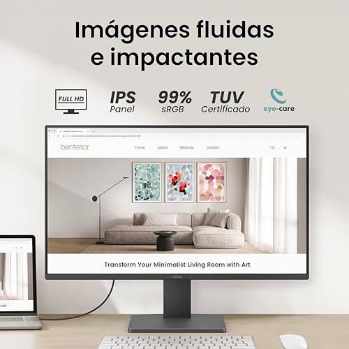 BenQ Monitor GW2491 23.8” 1080p FHD 100Hz IPS HDMI DP Tecnologías para el Cuidado de la Vista Bisel Ultra Delgado Software Eye-Care U