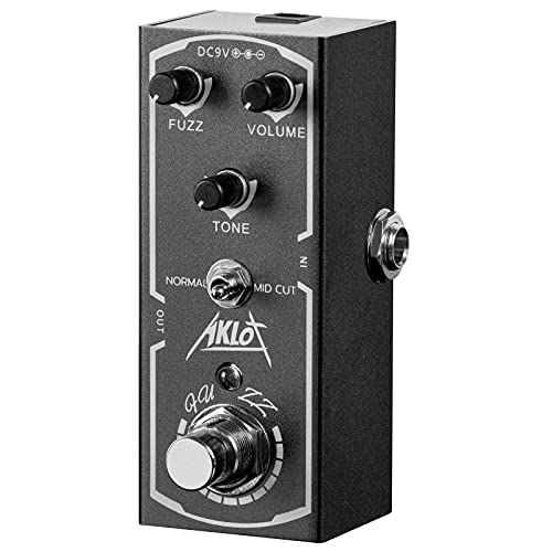 AKLOT Pedal de guitarra Fuzz, pedal de efectos eléctricos, mini tipo único DC 9 V True Bypass