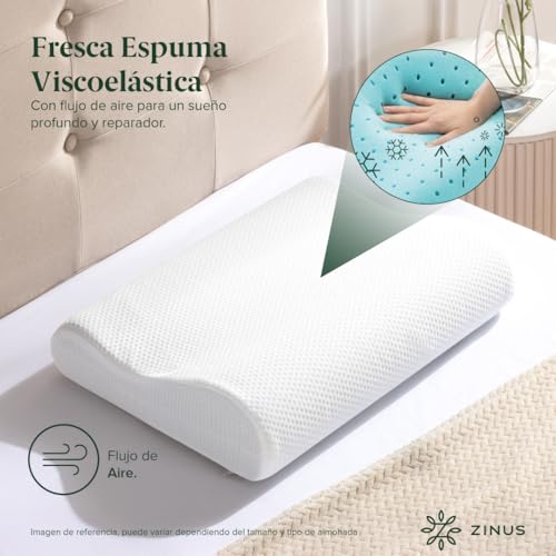 Almohada de Memory Foam Zinus Ergonómica Espuma Viscoelástica de Alta Densidad Diseño Contorneado
