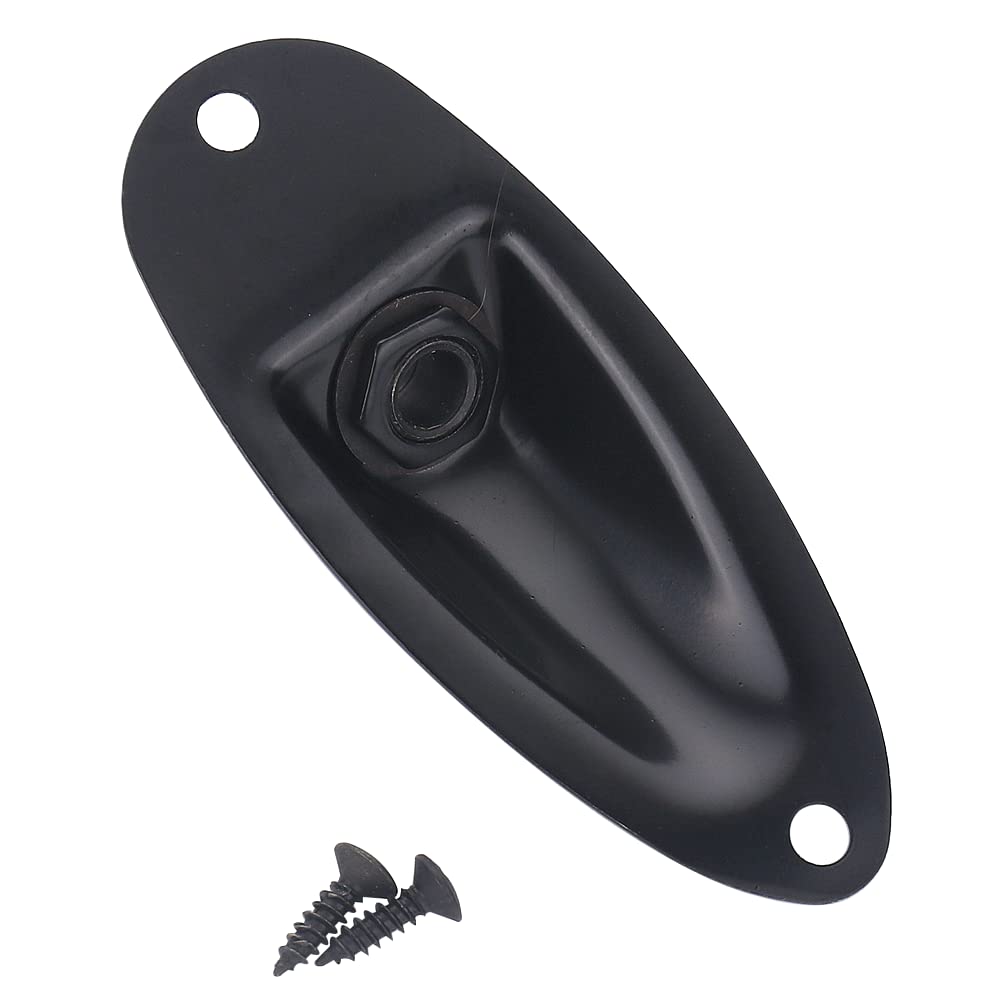 XIYANGJUAN - Conector de entrada para guitarra, color negro, estilo barco, 1/4 pulgadas, con carga, salida de guitarra, casquillo de placa para Fender Strat Stratocaster guitarra eléctrica (negro)