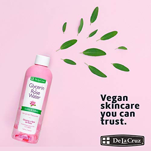 De La Cruz Glycerin and Rose Water, No Parabens or Artificial Colors, Made in USA 8 FL. OZ.