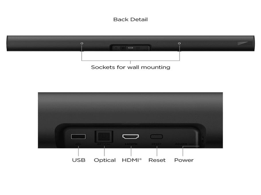 onn. Roku Smart Soundbar con reproductor multimedia de transmisión 4K incorporado (reacondicionado)
