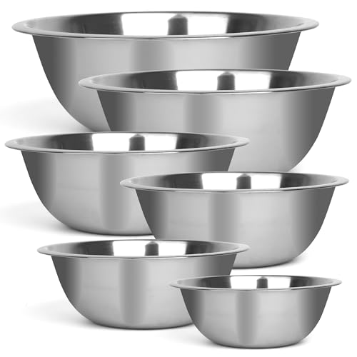 Culinary Depot - Juego de 6 cuencos para mezclar (acero inoxidable, para cocinar, hornear, preparar comidas, servir, rodar, ensaladas, 3/4-1.5-3-4-5-8 cuartos, acero inoxidable