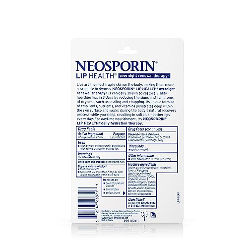 Terapia Nocturna de Renovación para Labios Neosporin Blanco, Hidratante y Protector Labial para Reparar Labios Secos, 2 Pack