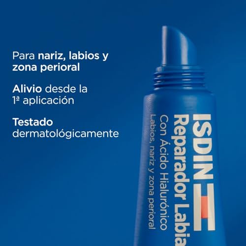 ISDIN reparador labial fluido con acido hialuronico. protege y repara los labios, la nariz y la zona perioral, textura fluida y ligera, 10ml, 0.28 grams, 10 mililitro, 1