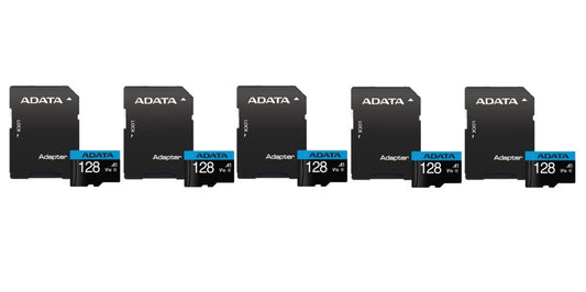 Tarjeta de Memoria Adata Negro Azul 128 GB Kit 5 Piezas con Adaptador Clase 10 Premier
