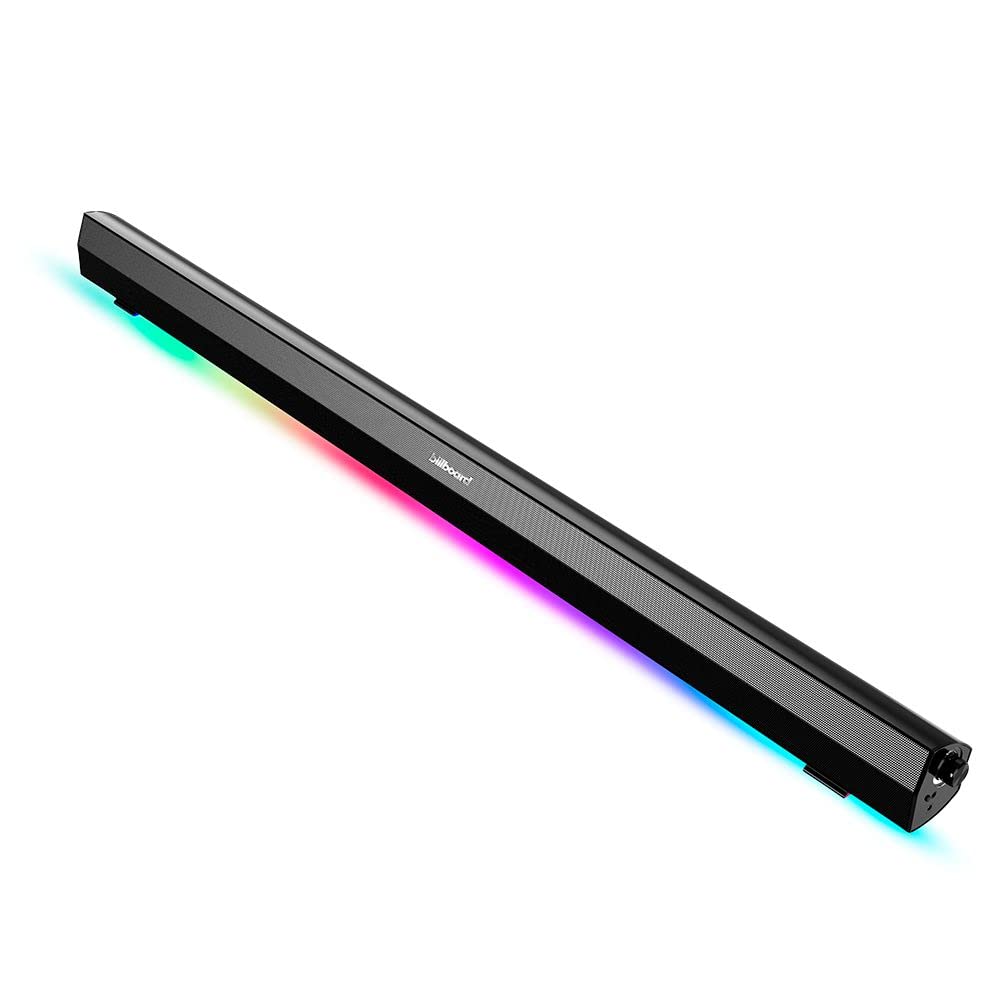 Billboard Barra De Sonido Carbono Chroma Soundbar 2.0 | Luz LED con 7 Modos | Entradas Óptica y Auxiliar | Control Remoto