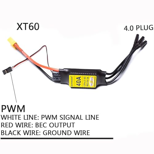 Driver de Velocidad Eléctrico APISQUEEN 40A ESC 2-6S 5V 3A BEC con XT60 y Enchufe 4.0 mm para RC Drone Airplane Motores sin Escobillas y Propulsor Subacuático