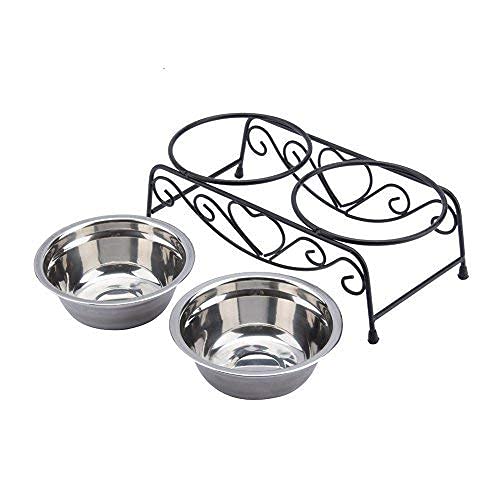 Cuencos para Mascotas Yosoo Acero Inoxidable Soporte Retro Dobles para Perros y Gatos
