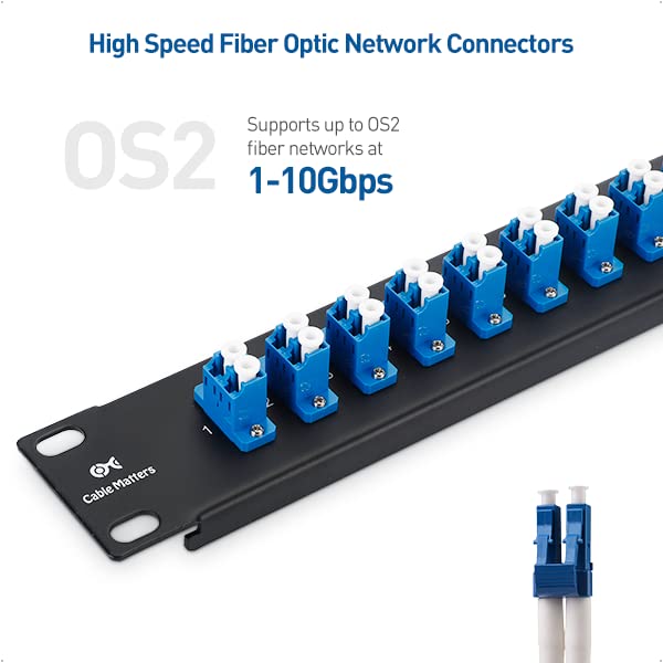 Panel de Conexión de Fibra Cable Matters LC OS2 1U 48 Conectores