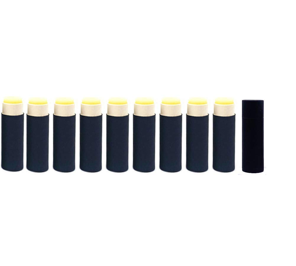 Healthcom 10 tubos de papel de cartón para bálsamo labial, tubo aspiradora de brillo labial, contenedor de cartón sólido, tubo redondo para muestras de cosméticos, desodorante, color negro