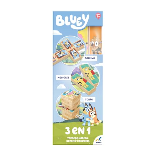 Juego De Torre De Madera Novelty Bluey 3 En 1