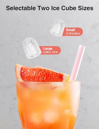 CROWNFUL - Encimera para máquina de hielo con asa, máquina de hielo autolimpiable con cuchara y cesta, 26 libras/24 horas, 9 cubos en 6 minutos, pequeña máquina de hielo portátil con cuchara y cesta