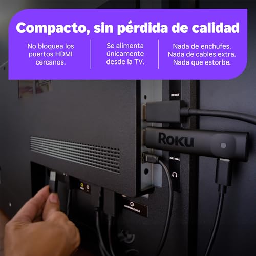 Dispositivo de Streaming 4K HDR Roku Streaming Stick Plus 2025 Negro con Control por Voz para TV