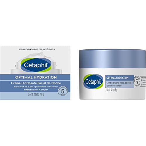 CETAPHIL Optimal Hydration Loción Hidratante Facial de Noche 1 pz 48 g Ácido Hialurónico Aumenta Hidratación 50% Recomendada por Dermatólogos para Piel Sensible