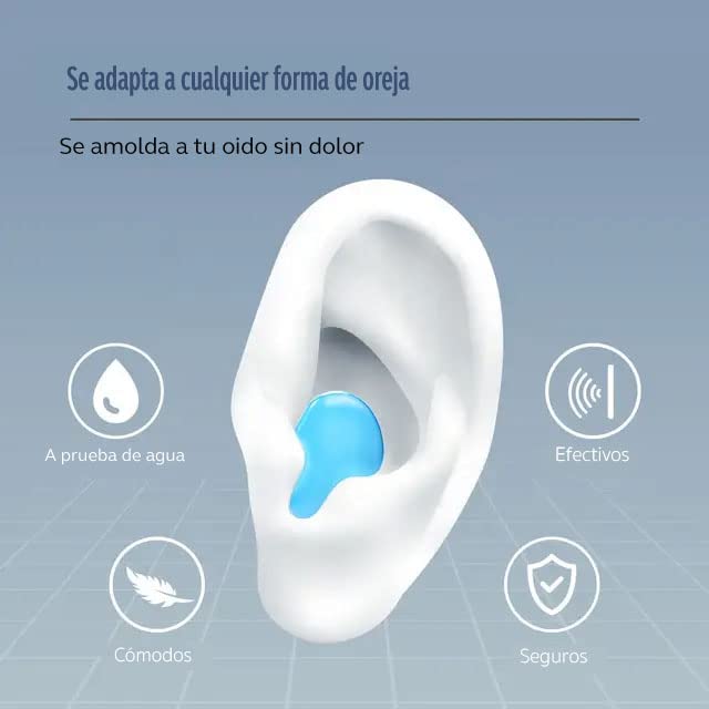 Tapones para los Oídos Silicona Blanco Reducción de Ruido Alta Calidad 32 dB Impermeables con Estuche