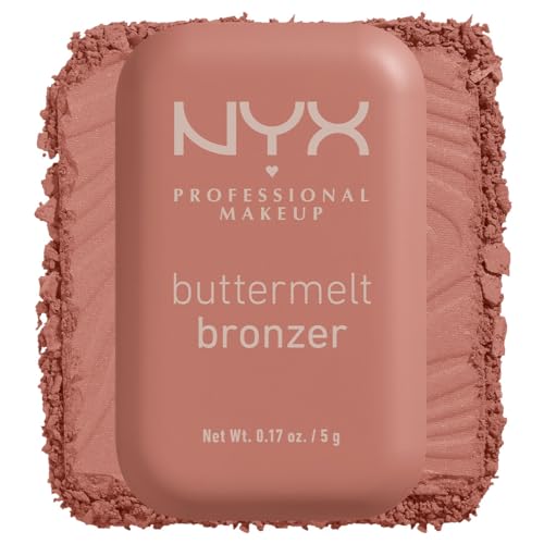 NYX Professional Makeup, Buttermelt Bronzer, Tono: Deseve Butta (café) Bronceador cremoso en polvo infusionado con manteca de karité, mango y almendras, hasta 12hrs de uso, no se desvanece, resistente a transferencias. Fórmula vegana.