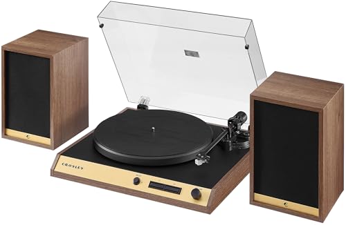 Crosley C72 - Tocadiscos Bluetooth con accionamiento por Correa de 2 velocidades con Altavoces de 80 W, Nogal