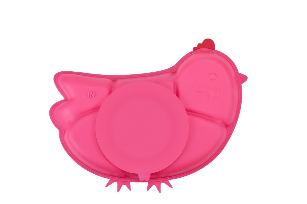 Innobaby Din Din Smart - Bandeja de silicona para pollos infantiles, Rosado