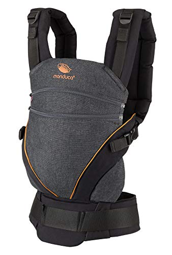 Manduca XT, portabebés con asiento ajustable, 3 posiciones de transporte (delantero, cadera y espalda), sin necesidad de inserciones para bebés, algodón orgánico, crece con tu bebé (3,5-20 kg), DenimBlack, XT Cotton