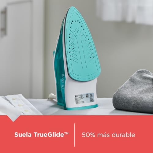 Black+Decker Plancha de Vapor TrueGlide muy durable y más vapor, Tanque de Agua 250ml, IRBD352