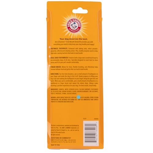 Arm and Hammer Advanced Care Fresh Breath and Whitening Toothpaste, Toothbrush and Finger Toothbrush Set for Dogs