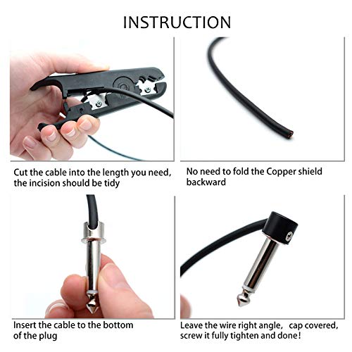 Cable de Conexión SAPHUE Multiefectos 10 Pies Pedalera sin Soldadura 6.35 Monocromáticos para Guitarra y Bajo