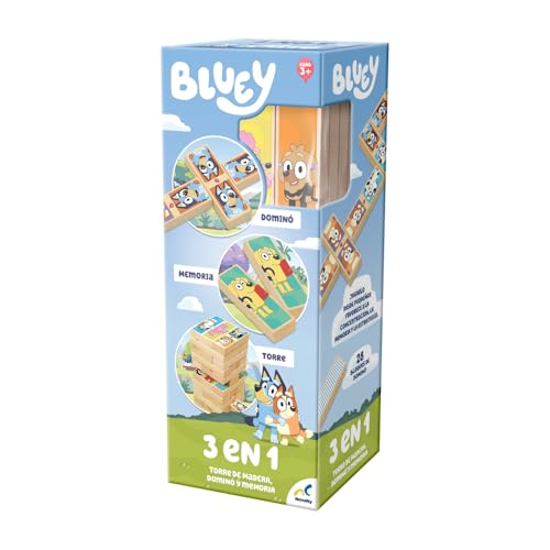 Juego De Torre De Madera Novelty Bluey 3 En 1