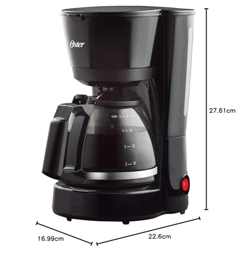Cafetera Oster, de 5 Tazas, con Filtro Permanente, Negro, modelo BVSTDC05