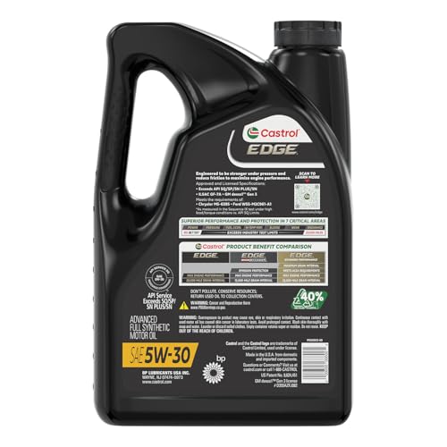 Castrol 03084 Edge 5W-30 Aceite de Motor sintético Completo, 5 Cuartos de galón, Paquete de 3
