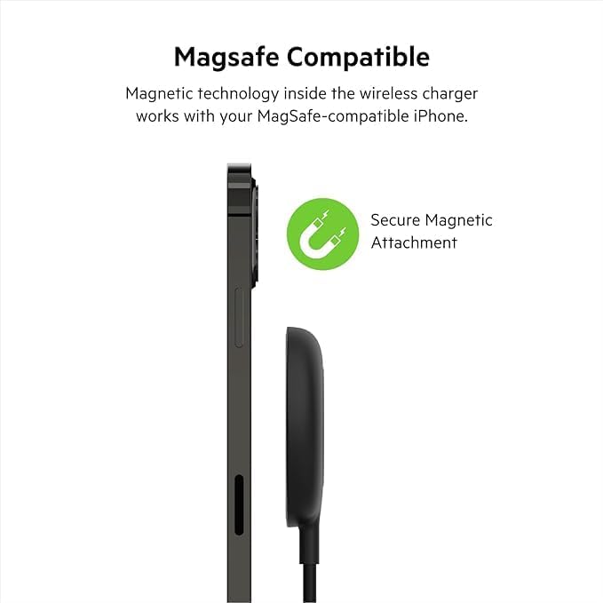 Belkin WIA005btBK BOOST CHARGE Base de Carga Magnética Portátil de 7.5W, Negro