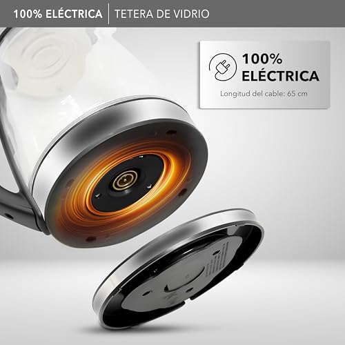Tetera Eléctrica RCA Vidrio LED 1.8L con Apagado Automático y Protecciones.