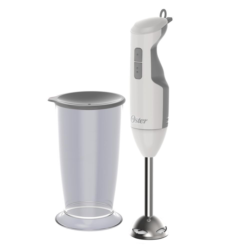 Batidora de Inmersión Oster Blanca con Función Turbo y Eje de Acero Inoxidable